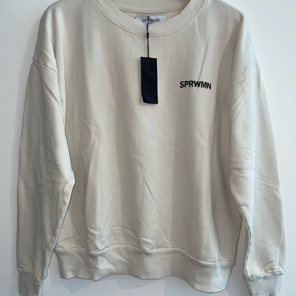 SPRWMN White Cotton Tiny Logo Sweatshirt - Picture 2 of 8